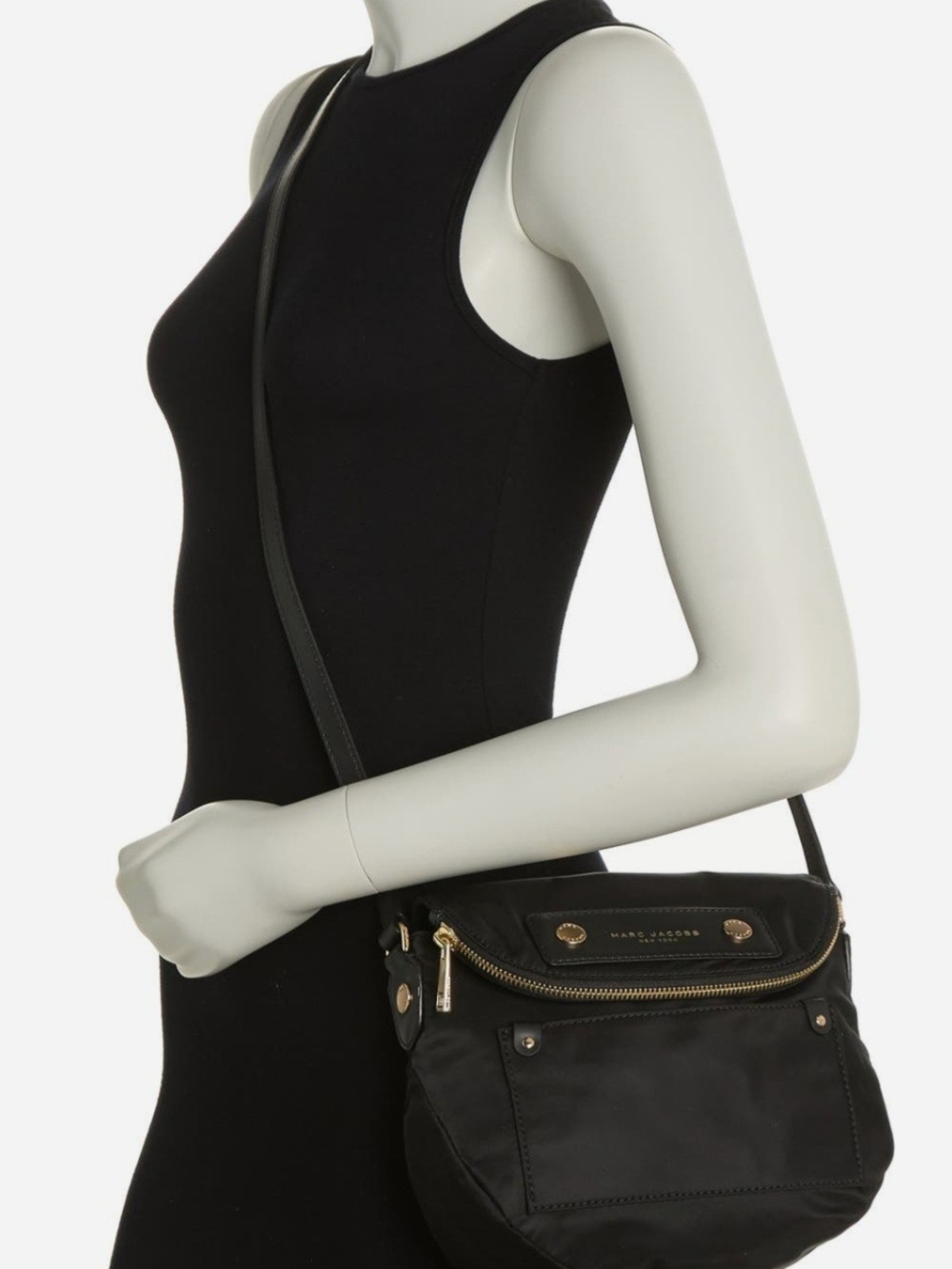 Marc Jacobs Black Preppy Nylon Mini Messenger Bag with Gold-Tone Hardware - Picture 3 of 5